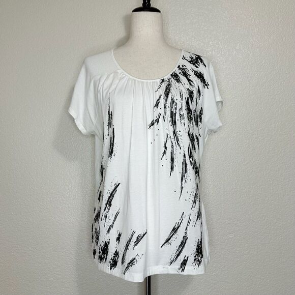 Chico's Tops - Chico’s Zenergy White Black Rhinestones Short Sleeves Top